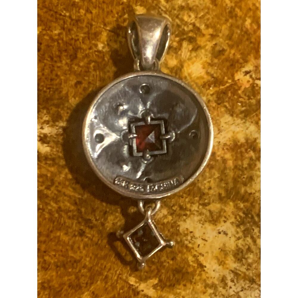 Ross Simons Pendant 14K Gold, Sterling Silver and Garnet - Picture 6 of 6